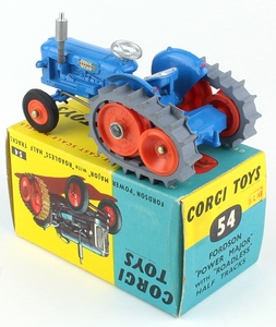 A small collection of Corgi Toys farm vehicles and accessories, comprising  a No. 54 Fordson 'Po