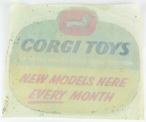 Corgi toys window sign x302