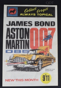Corgi Toys James Bond Aston Martin DB5 261 Poster Leaflet Advert Sign A4 size 