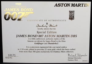 Danbury mint james bond 007 aston martin dd532 certificate 1
