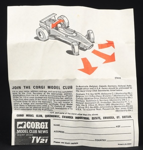 Corgi toys 159 cooper maserati formual 1 car dd624 leaflet