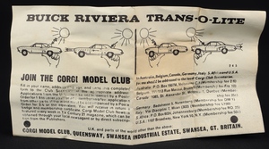 Corgi toys 245 buick riviera sea green dd724 leaflet
