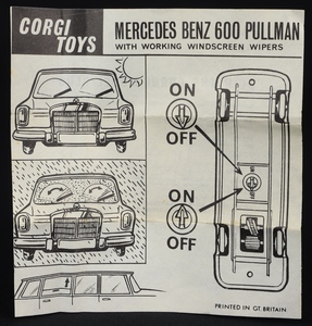 Corgi toys 247 mercedes 600 pullman dd772 leaflet