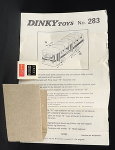Dinky toys 283 single decker bus dd981 leaflet