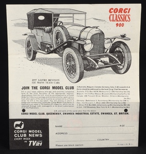 Corgi toys 9004 world wooster ee192 leaflet