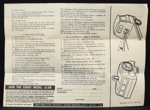 Corgi toys 464 commer police van ee533 leaflet