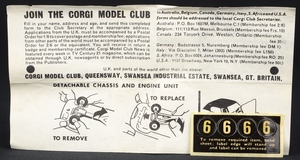 Corgi toys 319 lotus elan coupe cc433 leaflet