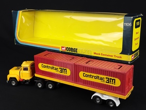 Corgi toys 1106 mack container truck controltac 3m ee770 back