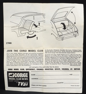 Corgi toys 260 renault 16 ee836 leaflet