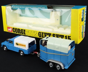 Corgi toys gift set 15 +landrover rice's beaufort double horse box ee980 back