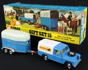 Corgi toys gift set 15 +landrover rice's beaufort double horse box ee980 front