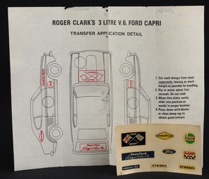 Corgi toys 303 roger clark's ford capri ff382 instructions transfers