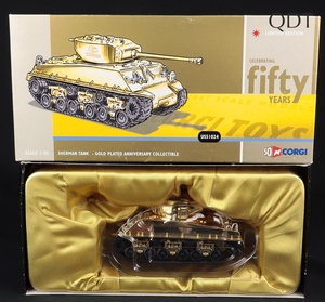 Corgi toys 50 anniversary us51024 sherman tank gold plated ff446 front