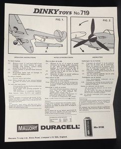 Dinky toys 719 a spitfire mk ii gg54 leaflet