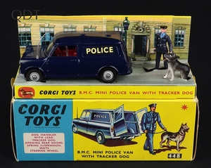 Corgi toys 448 bmc mini police van tracker dog gg443 front
