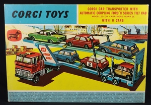 Corgi toys gift set 48 car transporter 6 cars ford gg490 box back