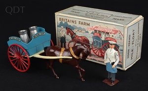 Britains farm 131f horse drawn milk floar milkman two churns gg808 front