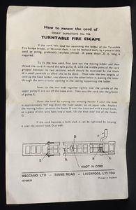 Dinky toys 956 turntable fire escape hh381 leaflet