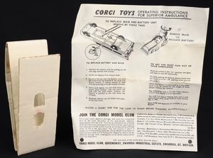 Corgi toys 437 cadillac ambulance packing leaflet