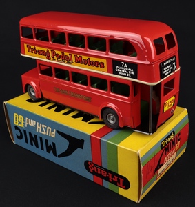 Tri ang minic m214 double deck bus push go jj373 back