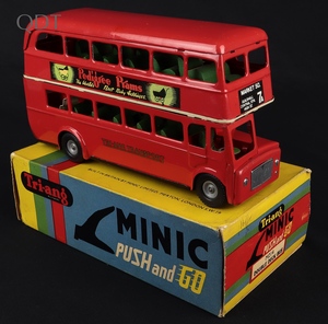 Tri ang minic m214 double decker bus jj495 front