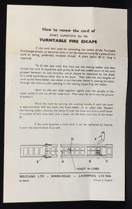 Dinky toys 956 turntable fire escape jj643 leaflet