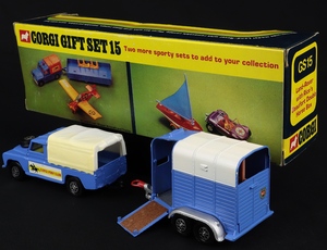 Corgi gift set 15 landrover rice's beaufort double horse box jj664 back