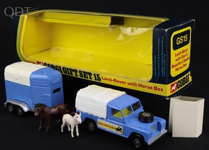 Corgi gift set 15 landrover rice's beaufort double horse box jj664 front
