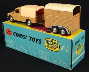 Corgi toys gift set 2 landrover rice's pony trailer jj816 back