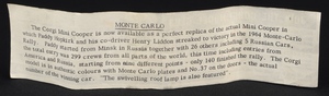 Corgi toys 317 monte carlo mini cooper kk158 leaflet