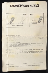  toys 352 ed straker's car kk883 leaflet