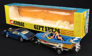 Corgi gift set 36 oldsmobile toronado gastron sportsman v171 speedboat trailer ll75 back
