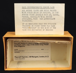 Corgi toys 1123 chipperfields circus animal cage ll170 box