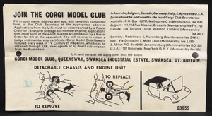 Corgi toys 319 lotus elan coupe ll213 leaflet