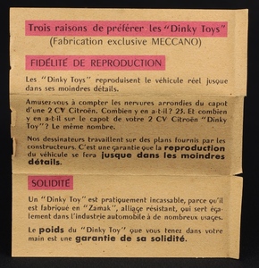 French dinky toys 24e renault dauphine ll220 leaflet