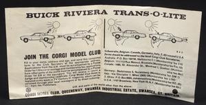 Corgi toys 245 buick riviera ll570 leaflet