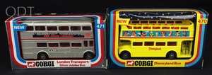 Corgi toys 471 silver jublilee tansport 470 disneyland bus ll810 front