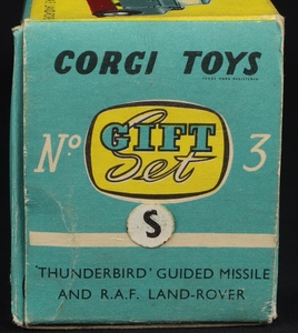 Corgi gift set 3s thunderbird guided missile on assembly trolley raf landrover ll854 box end
