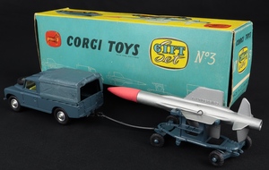 Corgi gift set 3s thunderbird guided missile on assembly trolley raf landrover ll854 back
